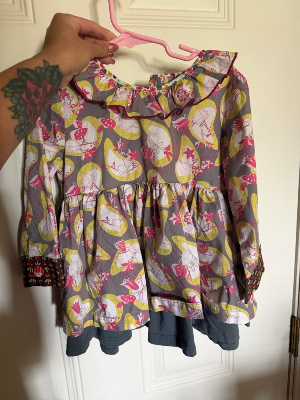 Matilda Jane Gray Pink Yellow Floral Long Sleeve Top